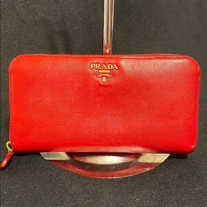 Prada Scarlet Red Zip-Around Wallet
